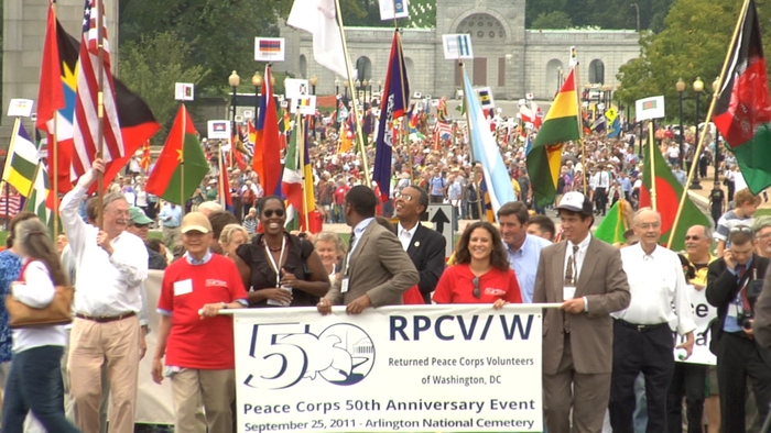 Parade of Flags. Returned Peace Corps Volunteers in "EYE ON THE SIXTIES".
