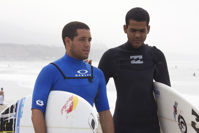 Adriano de Souza at the Hurley Pro with Derek.