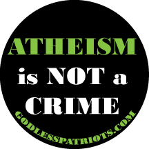 $5 donors will receive a 2-1/4" ATHEISM is NOT a CRIME button in KickStarter Green!