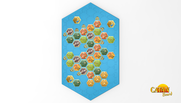 Seafarers 5-6 Player Wonders of Catan Scenario. Board is 8 hexes long.