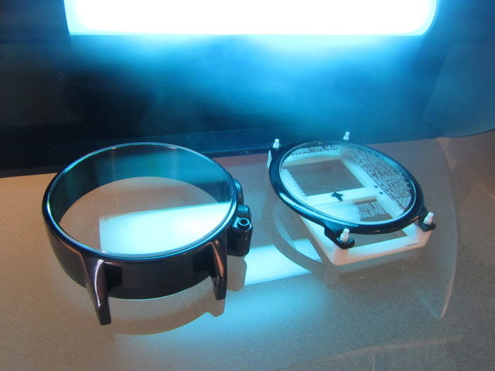 Front sapphire and back glass curing under UV light