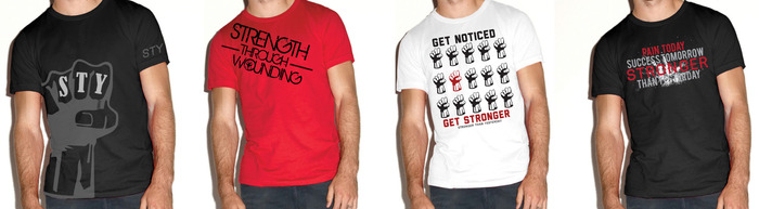 Fist Tee, Strength Through Wounding, Get Noticed & Pain Today, Success Tomorrow Tee