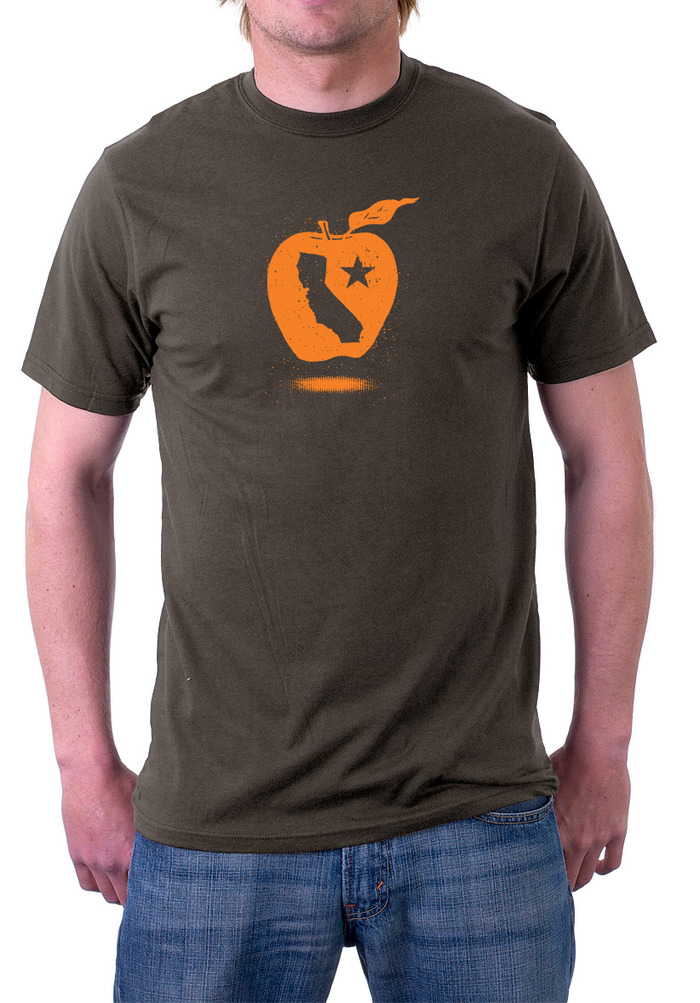 The ecodads "California Golden Apple" 100% Organic T-shirt (cotton grown, stitched and screened in California) - Limited Edition
