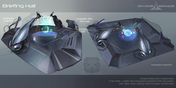 Briefing Hall concept-art. Place to meet other pilots and achieve quests.