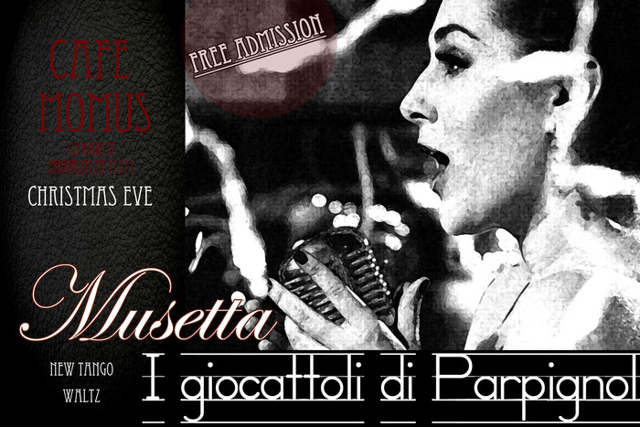 Invitation to Musetta's performance at Cafe Momus