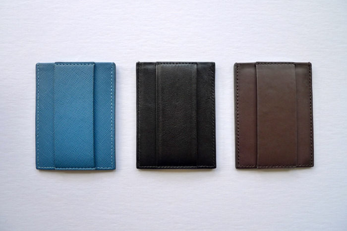New colors. Slate Blue Textured (left), Black Nappa (middle), Dark Chocolate Nappa (right).