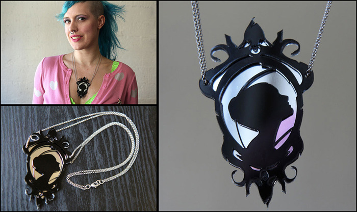 $55 reward tier: Lady of the House of Love cameo necklace plus assorted downloads. Photos: Nadya Lev. Model: Tess.