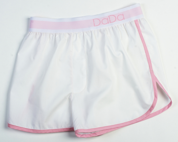 White retro with pink trim