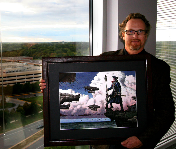 A fine art print of "George Washington with Airships" (frame not included)