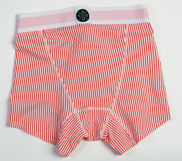Red and white trunk with red waistband