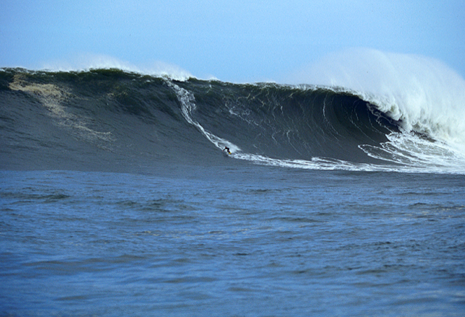 Flea on a bomb at Mavericks. photo Patrick Trevz