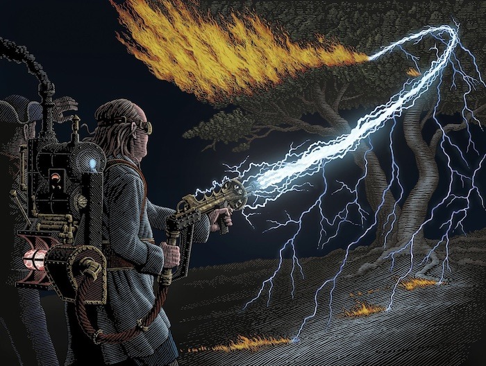Benjamin Franklin with Lightning Gun by Patrick Arrasmith