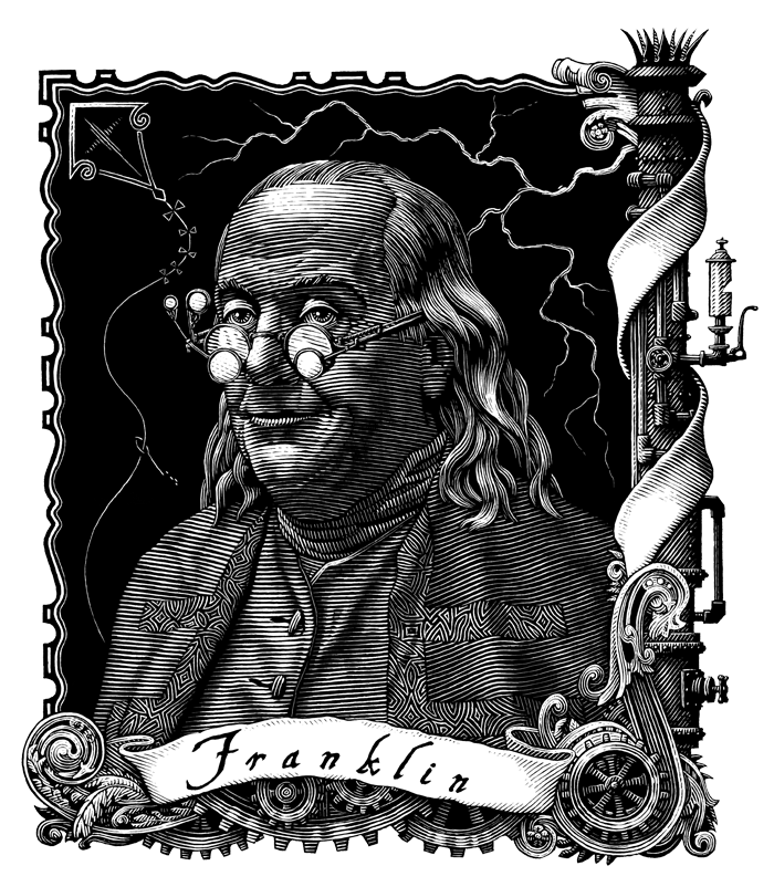 Portrait of Benjamin Franklin by Patrick Arrasmith