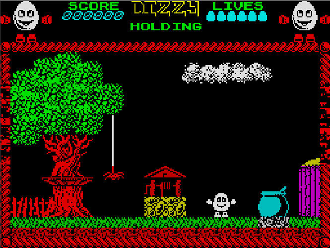 The first screen from the original Dizzy (Spectrum, 1987)