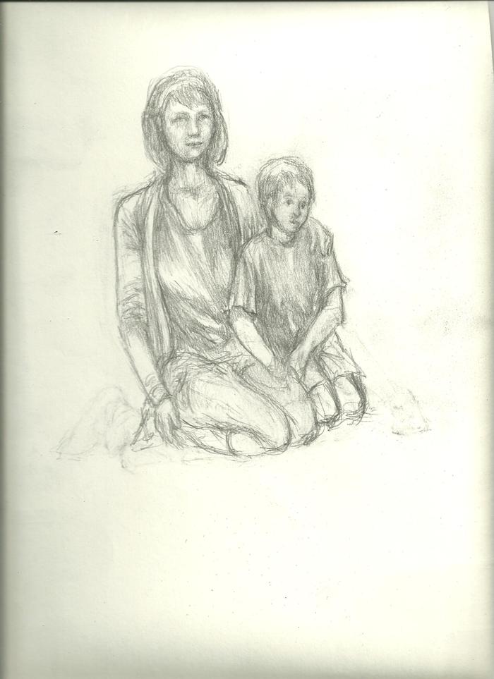 Mother and child listening to Dr. Grandin