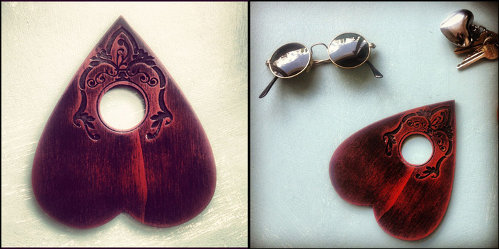 Planchette Prototype by Ariana Osborne. Part of the $220 reward tier. (Comes numbered and autographed. Plus thumbdrive packed with tons of original music, a postcard set, and choice of cameo jewelry OR vinyl. Plus downloads.)