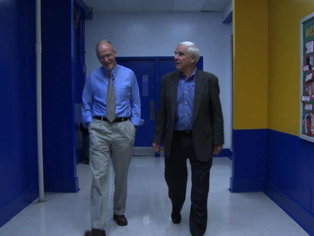 John Merrow (right) with former school superintendent Paul Vallas