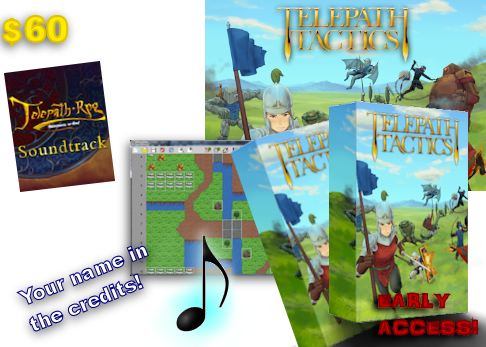 NEW! Digital all-in! At $60, get the game, early access, digital art, your name in the credits, the map editor, the soundtrack, a 2nd copy of the game for a friend, AND the awesome 30-track soundtrack to Telepath RPG: Servants of God!