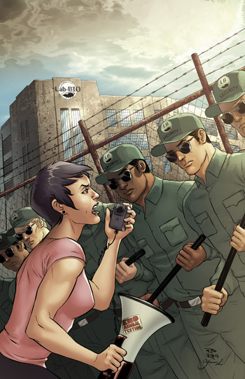 Liberator #1 Variant Cover Art (by Yasmin Liang, colors by Rod Reis) - ltd to 100pcs through the Kickstarter, includes ltd numbered Liberator postcard, signed by Matt Miner and Joel Gomez