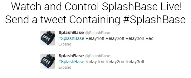 Watch the live video feed while tweeting to control the SplashBase