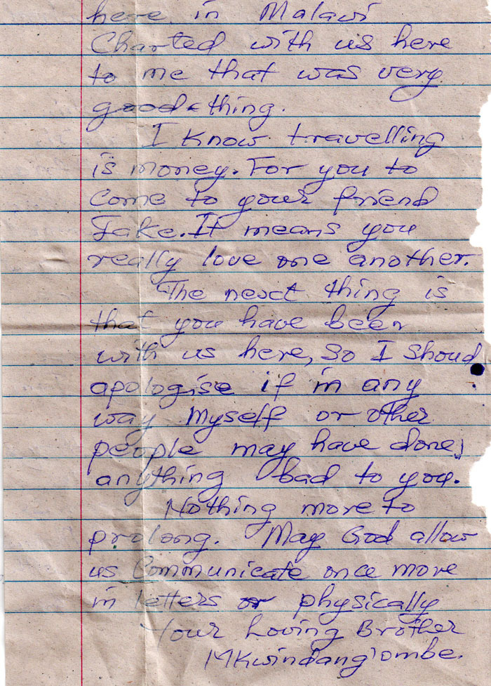 Letter from Malawi