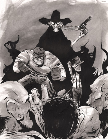 KELLY WILLIAMS Original Art Commission Example : 11x14, inks and inkwash