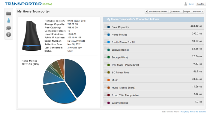 Screenshot of Transporter Management Software