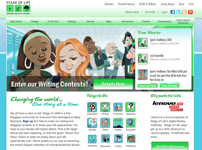 StageofLife.com - An international writing community and online life journal for everyone from teens to Baby Boomers