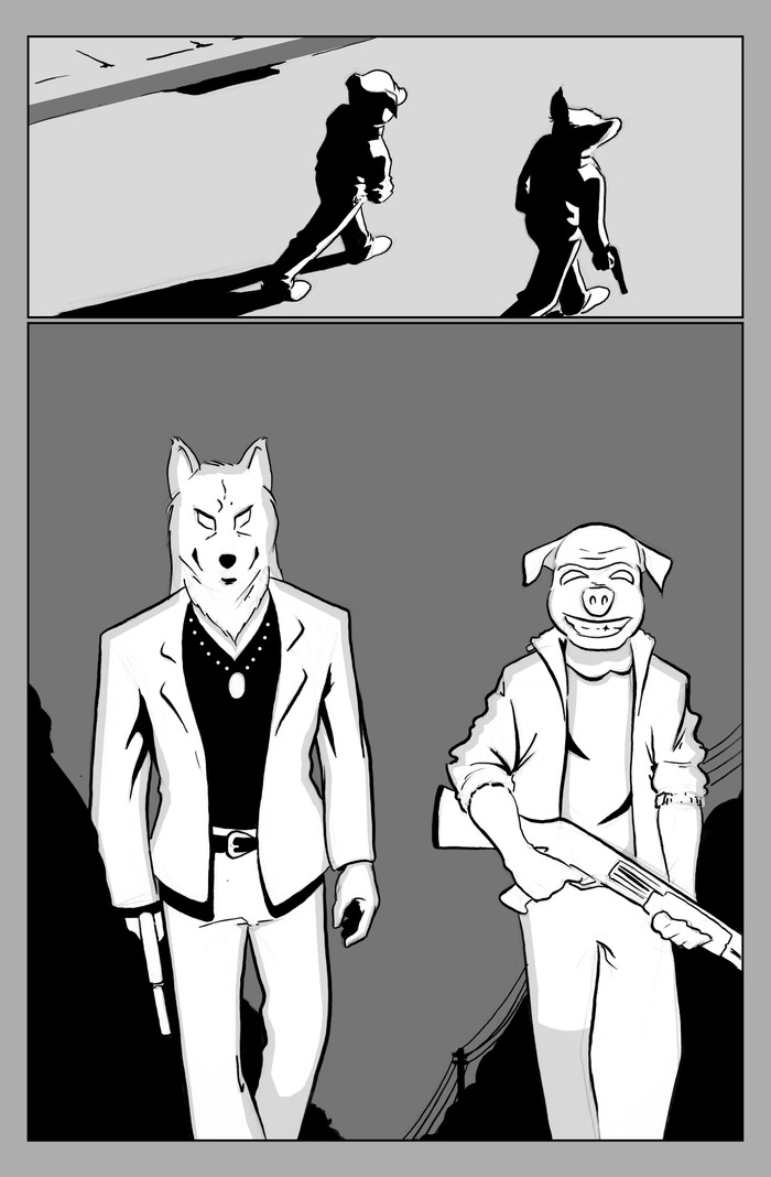 Sample Panel - Drawn by artist Daniel Hooker (Final book will be in color)