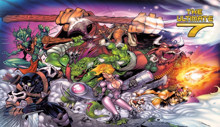 "Heroes" Wallpaper and 8.5 x 5.5 Print by artist Steve Sanchez.