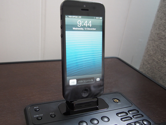 iPhone 5 using the Flybridge Dock adpater for Lightning connector