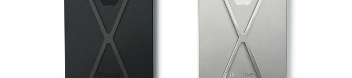 Left: slate X on black iPhone 5. Right: polished X on white iPhone 5