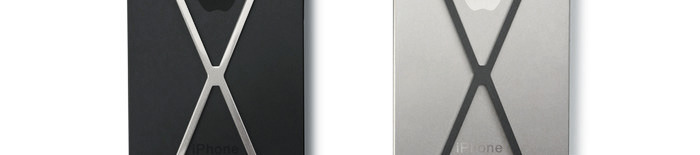 Left: polished X on black iPhone 5. Right: slate X on white iPhone 5
