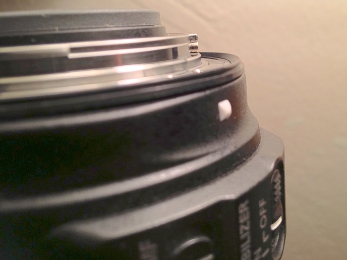 Close up showing the Precise fitment the Dust Donut weather seal has with Canon EF mount lenses