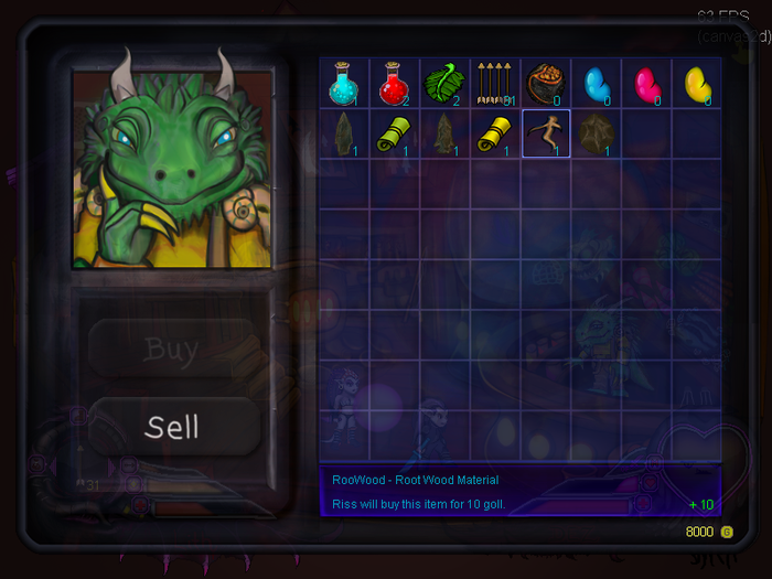 Sell treasure to Riss to buy items and swords.