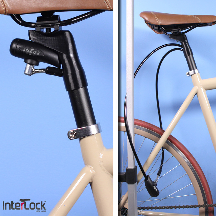 Tucked Away and Locked up! The cables are long enough to run through the frame, rear wheel, and around a post!