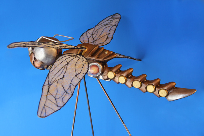 Dragonfly Steed with wings of twisted wire and Asian rice paper