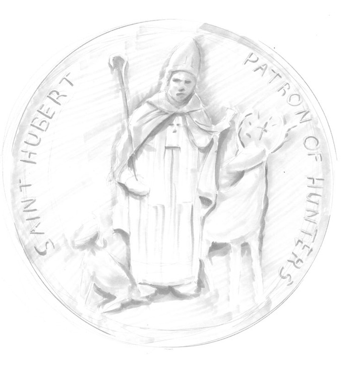 Connor's St. Hubert charm. St. Hubert is the Patron Saint of Hunters