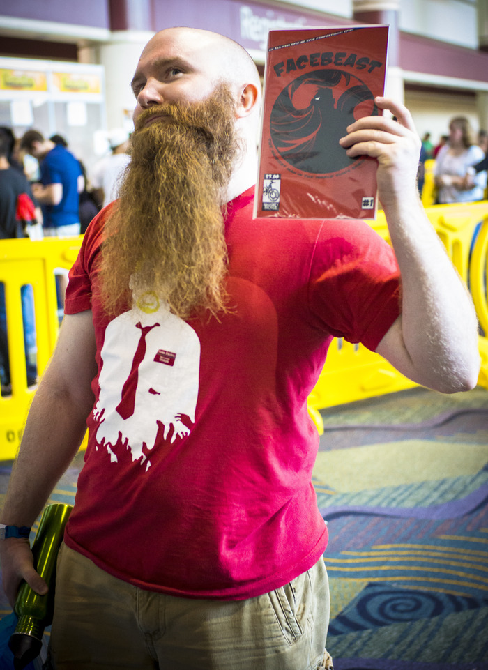 A jolly Facebeast fan sporting an epic beard and a copy of issue 1 at MegaCon 2012