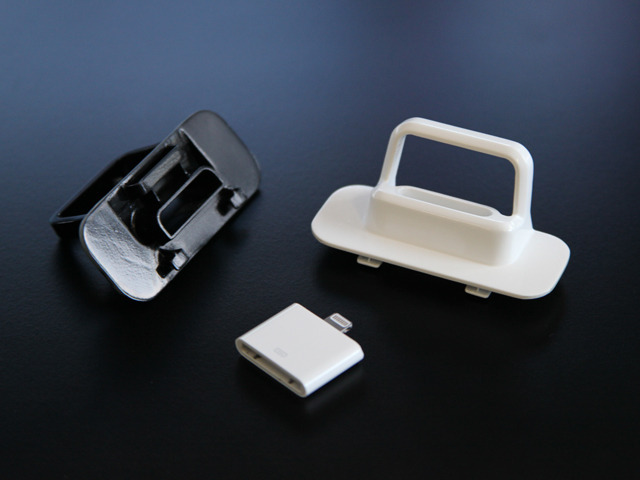 Our Black and White Flybridge prototypes with the Apple 30-pin to Lightning connector