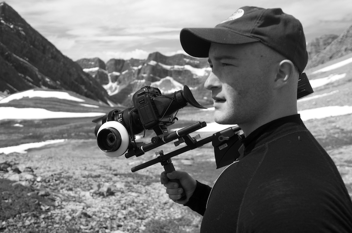 Director of Photography Sasha Joseph Neulinger on one of Ryan's expeditions in the Canadian Rockies