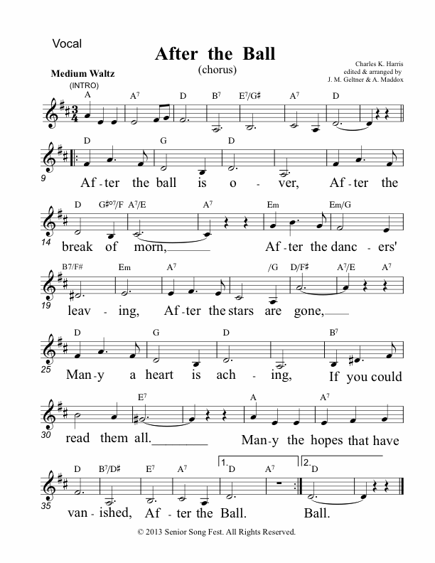 Vocal Part for After the Ball