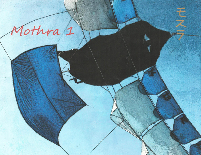 Mothra1 Poster with Calligraphy by Japanese Kite Master, Mikio Toki