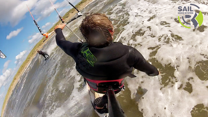 The first prototype was bulky and heavy but got great shots with kitesurfing.