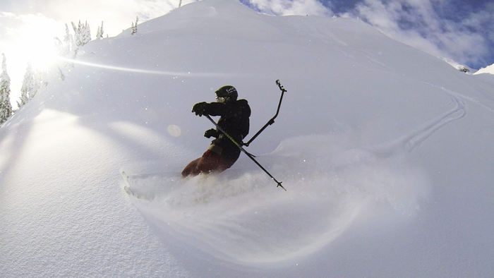 Beta tester Abe Kislevitz in action in Whistler.
