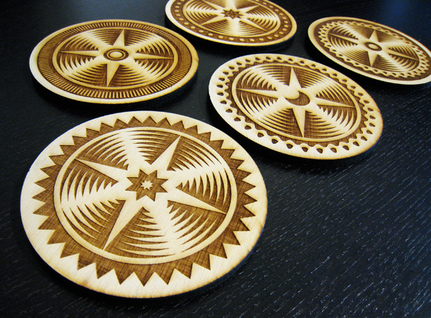 Set of 5 Wooden Coasters -- Add $20 ($25 international)