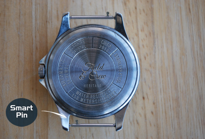 Rear view of Heritage Watch Case & Watch Pin (Smart Pin)