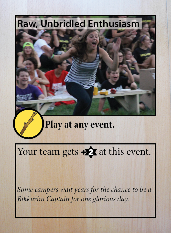 Other Shtick cards might have some limitations on when you can play them; you might need a staff member with a specific skill, or you might need to be at a specific event. You can play this card anywhere -- enthusiasm always helps!