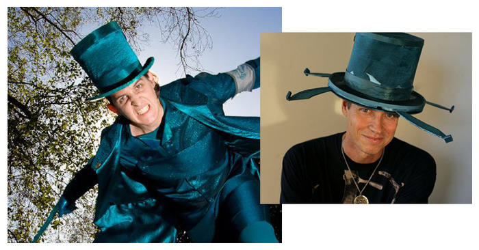 TOP HAT. Pledge to receive your very own Millinery Hat, complete with retractable blades! Frank dons his weapon of choice.