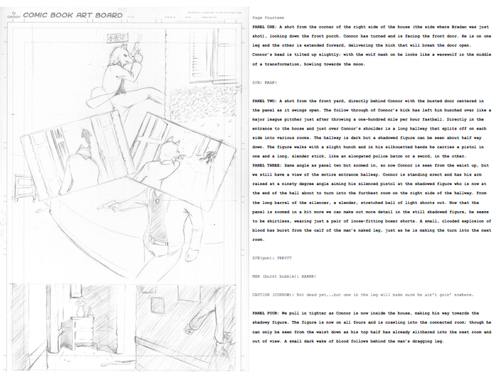 Here's a look at a page of the comic, from script to art!